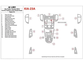 KIA Cerato 2010-2011 Full Set, Sedan Interior BD Dash Trim Kit - 1 - Interior Dash Trim Kit