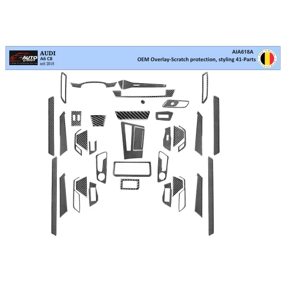 Audi A6 C8 seit 2018 3D Interior Dashboard Trim Kit WHZ Dash Trim Dekor 41-Parts