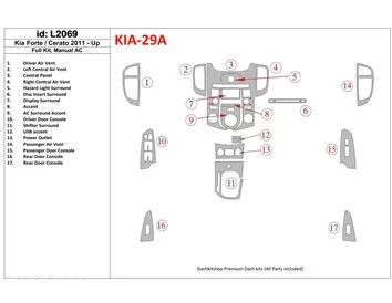 KIA Cerato 2011-UP Full Set, Aircondition Interior BD Dash Trim Kit - 1 - Interior Dash Trim Kit