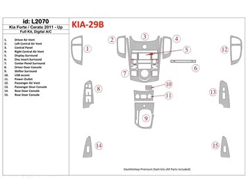 KIA Cerato 2011-UP Full Set, Climate-Control Interior BD Dash Trim Kit - 1 - Interior Dash Trim Kit