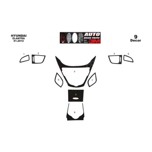 Hyundai Elantra 01.2012 3D Interior Dashboard Trim Kit Dash Trim Dekor 10-Parts 2