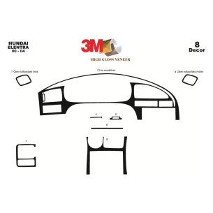 Hyundai Elantra 08.00-12.03 3D Interior Dashboard Trim Kit Dash Trim Dekor 8-Parts 2