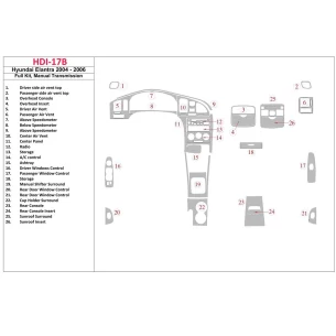 Hyundai Elantra 2004-2006 Full Set, Manual Gear Box Interior BD Dash Trim Kit 2