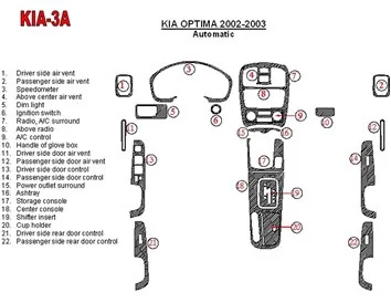 Kia Optima 2002-2003 Automatic Gearbox Interior BD Dash Trim Kit