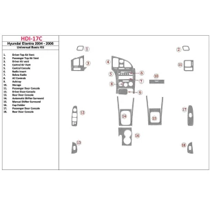Hyundai Elantra 2004-2006 Universal Basic Set Interior BD Dash Trim Kit 2