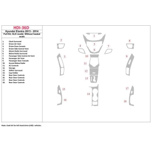 Hyundai Elantra 2011-2013 Full Set, GLS Model, Without Seat Heating Interior BD Dash Trim Kit 2