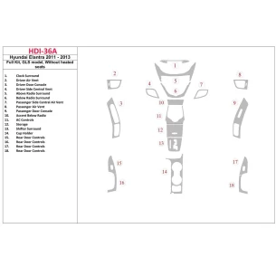 Hyundai Elantra 2011-UP Full Set, GLS Model, Without Heated Seats Interior BD Dash Trim Kit 2