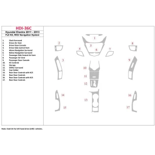 Hyundai Elantra 2011-UP Full Set, With NAVI system Interior BD Dash Trim Kit 2