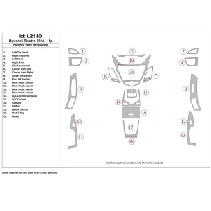 Hyundai Elantra 2014-UP Full Set, With NAVI Interior BD Dash Trim Kit 2