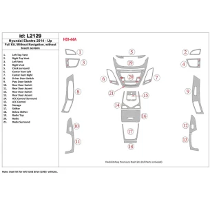 Hyundai Elantra 2014-UP Full Set, Without NAVI Interior BD Dash Trim Kit 2