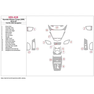 Hyundai Elantra Coupe 2011-UP Full Set, With NAVI Interior BD Dash Trim Kit 2
