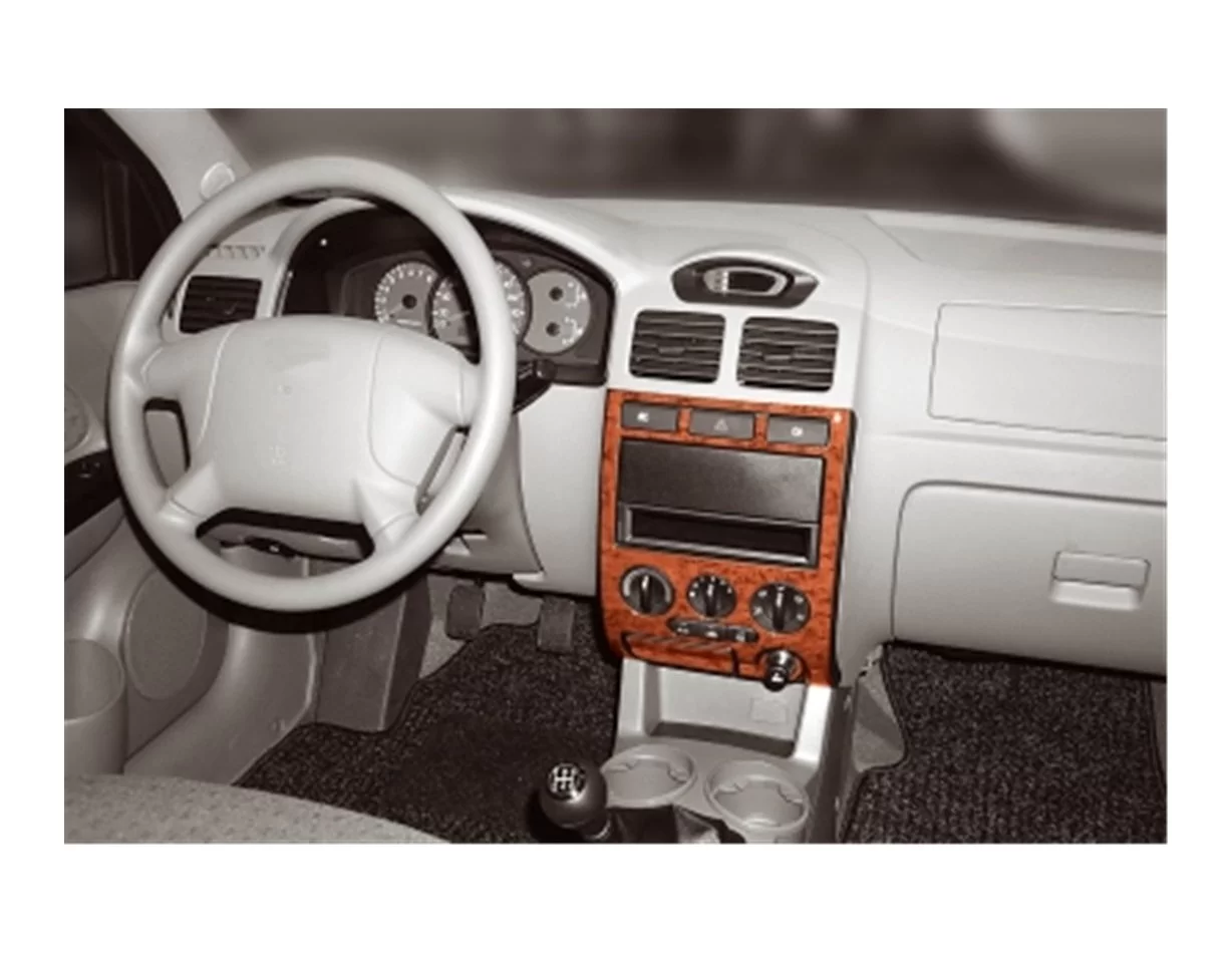Kia Rio 09.02-10.05 3D Interior Dashboard Trim Kit Dash Trim Dekor 6-Parts - 1 - Interior Dash Trim Kit