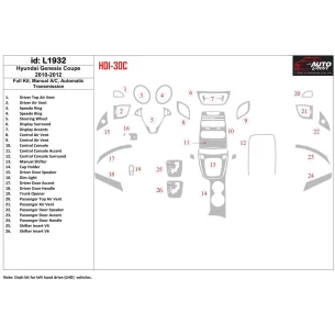 Hyundai Genesis Coupe 2010-2012 Full Set, Automatic Gearbox , Automatic AC Interior BD Dash Trim Kit