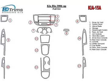 Kia Rio 2006-UP Full Set Interior BD Dash Trim Kit - 1 - Interior Dash Trim Kit