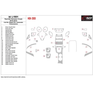Hyundai Genesis Coupe 2010-2012 Full Set, Automatic Gearbox , Manual Gearbox AC Interior BD Dash Trim Kit 2