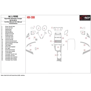 Hyundai Genesis Coupe 2010-2012 Full Set, Manual Gearbox , Manual Gearbox AC Interior BD Dash Trim Kit