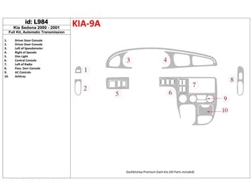 Kia Sedona 2000-2001 Full Set, Automatic Gear Interior BD Dash Trim Kit - 1 - Interior Dash Trim Kit