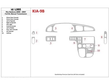 Kia Sedona 2000-2001 Full Set, Manual Gear Box Interior BD Dash Trim Kit - 1 - Interior Dash Trim Kit