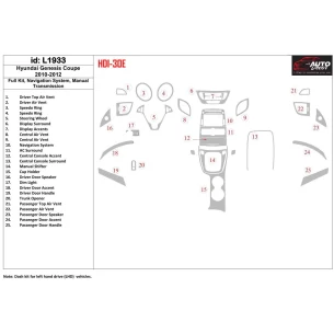 Hyundai Genesis Coupe 2010-2012 Full Set, Navigation system, Manual Gearbox Interior BD Dash Trim Kit 2