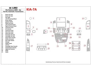 Kia Sedona 2006-UP Full Set, Automatic Gear Interior BD Dash Trim Kit - 1 - Interior Dash Trim Kit