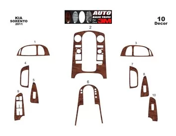 Kia Sorento 01.2011 3D Interior Dashboard Trim Kit Dash Trim Dekor 10-Parts