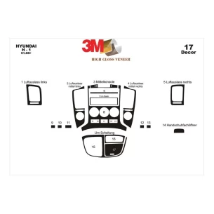 Hyundai H1 03.2008 3D Interior Dashboard Trim Kit Dash Trim Dekor 17-Parts 2