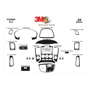 Hyundai H1 Full Set 03.2008 3D Interior Dashboard Trim Kit Dash Trim Dekor 32-Parts 2