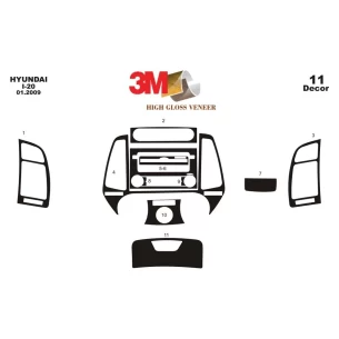 Hyundai I 20 06.2009 3D Interior Dashboard Trim Kit Dash Trim Dekor 10-Parts 2