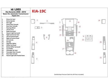 KIA Sorento 2008-2010 Basic Set, Automatic Gear, Without Heated Seats Interior BD Dash Trim Kit - 1 - Interior Dash Trim Kit