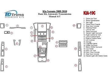 KIA Sorento 2008-2010 Basic Set, Automatic Gear, Without Heated Seats Interior BD Dash Trim Kit - 2 - Interior Dash Trim Kit