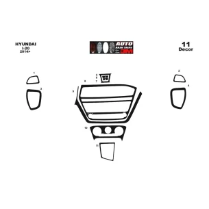 Hyundai I 20 06.2014 3D Interior Dashboard Trim Kit Dash Trim Dekor 11-Parts 2