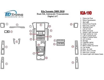 KIA Sorento 2008-2010 Basic Set, Automatic Gear,with Heated Seats Interior BD Dash Trim Kit - 1 - Interior Dash Trim Kit