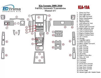 KIA Sorento 2008-2010 Ful Kit, Automatic Gear, Without Heated Seats Interior BD Dash Trim Kit - 2 - Interior Dash Trim Kit