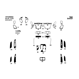 Hyundai ix35 2010-2013 3D Interior Dashboard Trim Kit Dash Trim Dekor 34-Parts 2