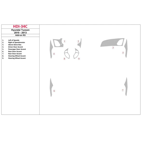 Hyundai ix35 2010-UP additional kit Interior BD Dash Trim Kit