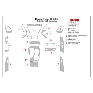 Hyundai ix35 2010-UP Basic Set, With NAVI Interior BD Dash Trim Kit 2