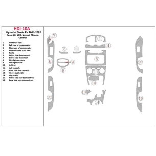 Hyundai Santa Fe 2001-2002 Basic Set, With Manual Gearbox, Climate Control, 16 Parts set Interior BD Dash Trim Kit 2