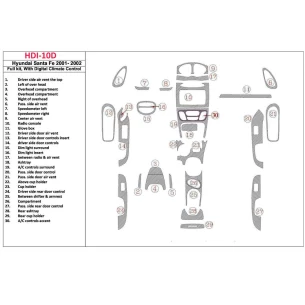 Hyundai Santa Fe 2001-2002 Full Set, With Automatic Climate Control, 30 Parts set Interior BD Dash Trim Kit 2