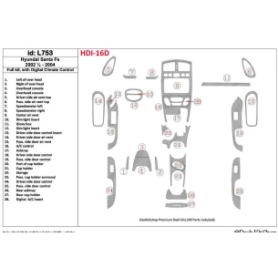 Hyundai Santa Fe 2002-2004 Full Set, With Automatic Climate Control, 29 Parts set Interior BD Dash Trim Kit 2