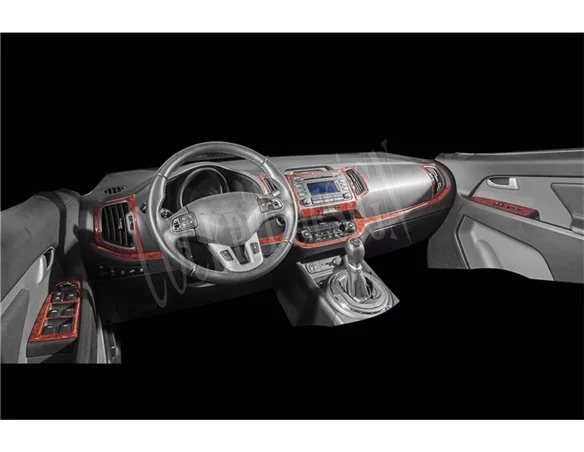 Kia Sportage 01.2011 3D Interior Dashboard Trim Kit Dash Trim Dekor 15-Parts - 1 - Interior Dash Trim Kit