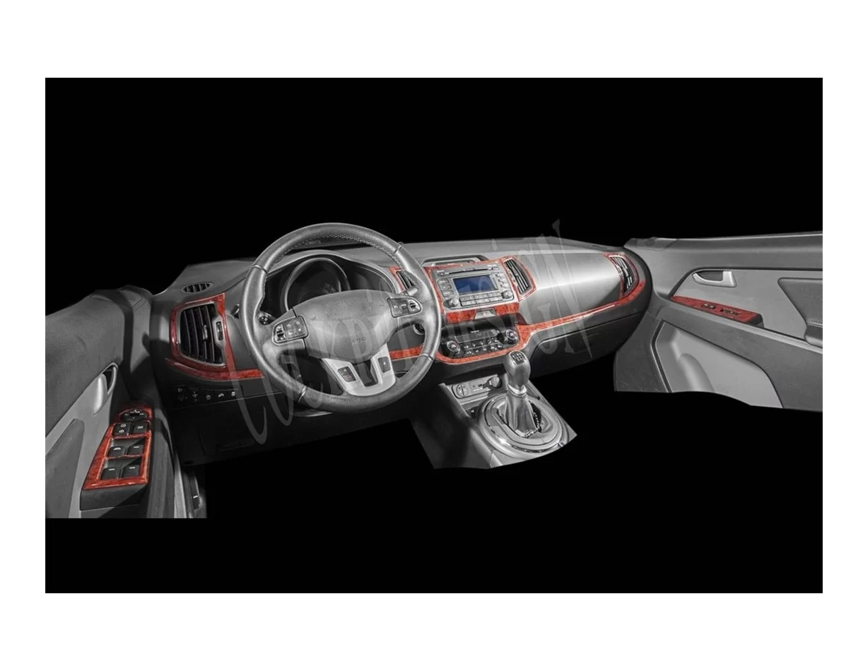 Kia Sportage 01.2011 3D Interior Dashboard Trim Kit Dash Trim Dekor 15-Parts - 1 - Interior Dash Trim Kit