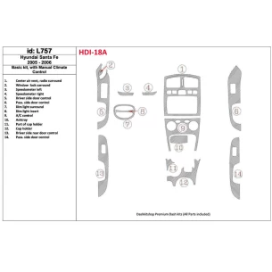 Hyundai Santa Fe 2005-2006 Basic Set, With Manual Gearbox Climate Control Interior BD Dash Trim Kit 2