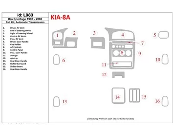 Kia Sportage 1998-2000 Full Set, Automatic Gear Interior BD Dash Trim Kit - 1 - Interior Dash Trim Kit
