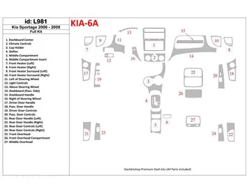 Kia Sportage 2006-2008 Full Set Interior BD Dash Trim Kit - 1 - Interior Dash Trim Kit