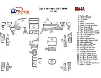Kia Sportage 2006-2008 Full Set Interior BD Dash Trim Kit - 2 - Interior Dash Trim Kit