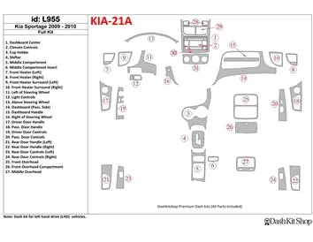 KIA Sportage 2009-2010 Full Set Interior BD Dash Trim Kit - 1 - Interior Dash Trim Kit
