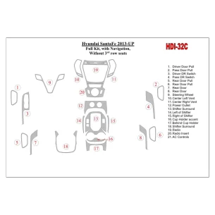 Hyundai Santa Fe 2013-UP Full Set, With NAVI, Without 3 row seats Interior BD Dash Trim Kit 2