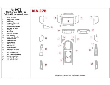 KIA Sportage 2011-UP Full Set, With NAVI system Interior BD Dash Trim Kit - 1 - Interior Dash Trim Kit
