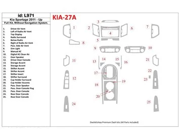 KIA Sportage 2011-UP Full Set, Without NAVI system Interior BD Dash Trim Kit - 1 - Interior Dash Trim Kit
