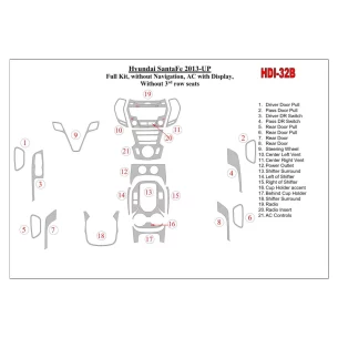 Hyundai Santa Fe 2013-UP Full Set, Without NAVI, Climate-Control With Display, Without 3 row seats Interior BD Dash Trim Kit 2